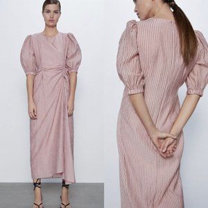 Zara Pink Dress With Gathered Waist